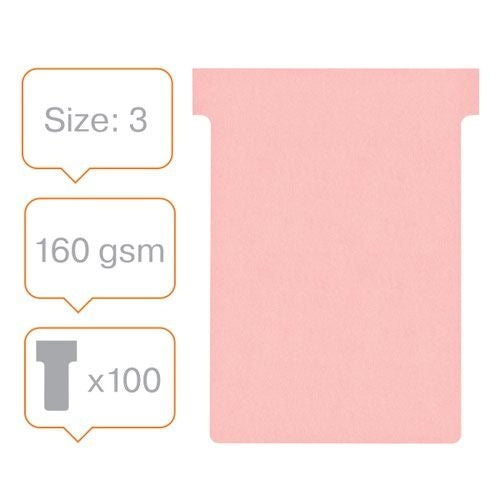 Nobo T-Card Size 3 80 x 120mm Pink (Pack of 100)