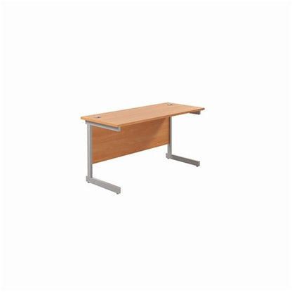 Jemini Single Rectangular Desk 1400x600x730mm BeechSilver