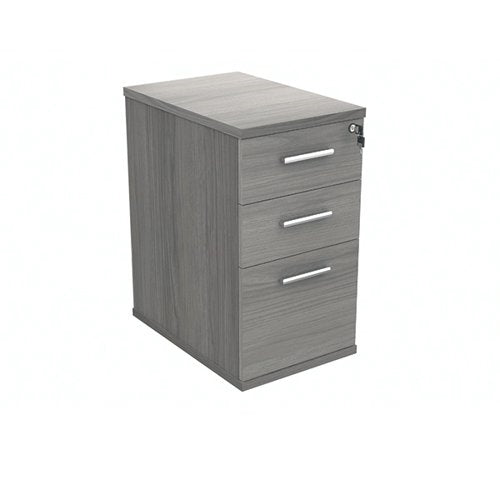 Polaris 3 Drawer Desk High Pedestal 404x600x730mm Alaskan Grey Oak