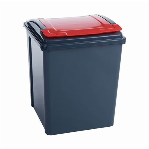 VFM Recycling Bin With Lid 50 Litre Red