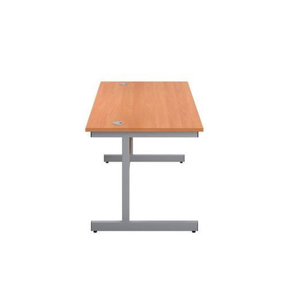 Jemini Single Rectangular Desk 1400x600x730mm BeechSilver