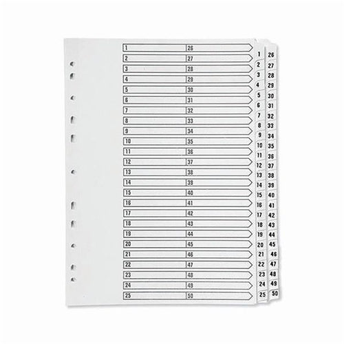 Q-Connect 1-50 Index Multi-Punched Reinforced Board Clear Tab A4 White