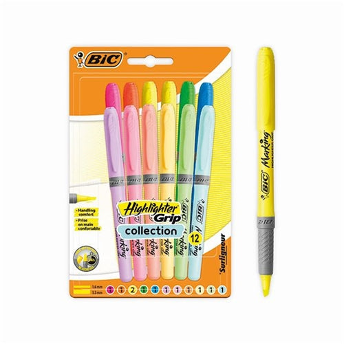 Bic Highlighter Grip Pastel Assorted (Pack of 12)