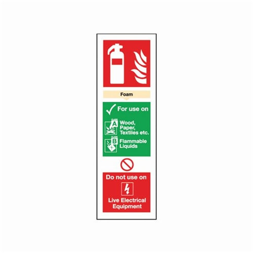 Safety Sign Fire Extinguisher Foam 300x100mm Self Adhesive