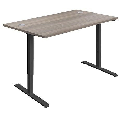 Jemini Economy Single Motor SitStand Desk 1400x800x705-1220mm Grey OakBlack