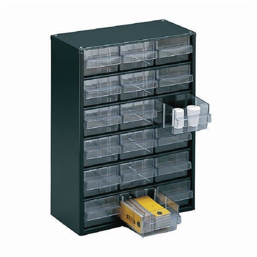 Clear 18 Drawer System Dark Grey Storage Cabinet