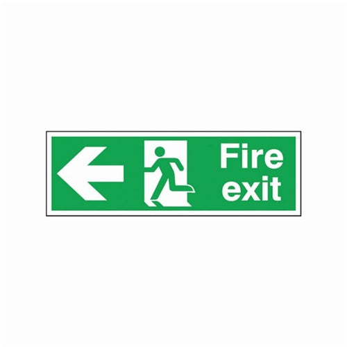 Safety Sign Fire Exit Running Man Arrow Left 150x450mm Self-Adhesive