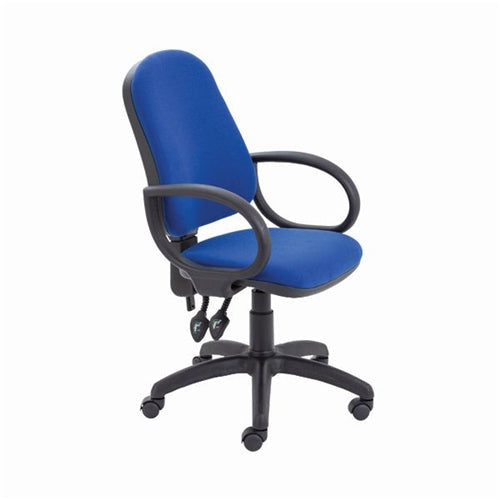 First High Back Operators Chair with Fixed Arms 640x640x985-1175mm Blue