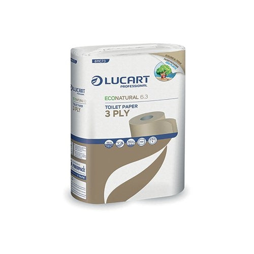 Lucart EcoNatural 6.3 Toilet Rolls Carbon Neutral x6 Rolls Per Pack (Pack of 72)