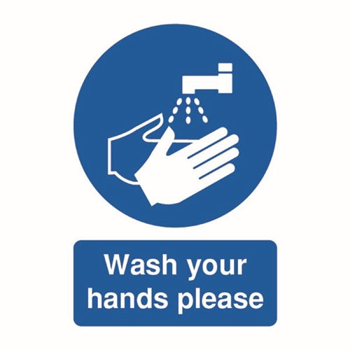 Safety Sign Wash Your Hands Please A5 PVC