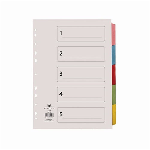 Concord Divider 5-Part A4 Multicoloured Tabs with Contents