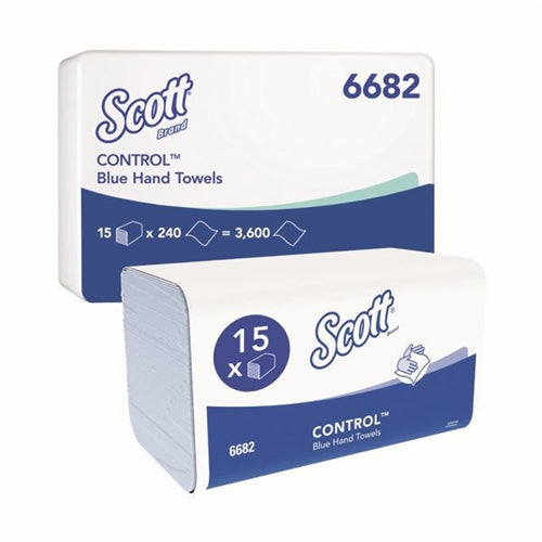 Scott Control Interfold V Fold Paper Hand Towels 1 Ply 240 Sheets Blue (Pack of 15)