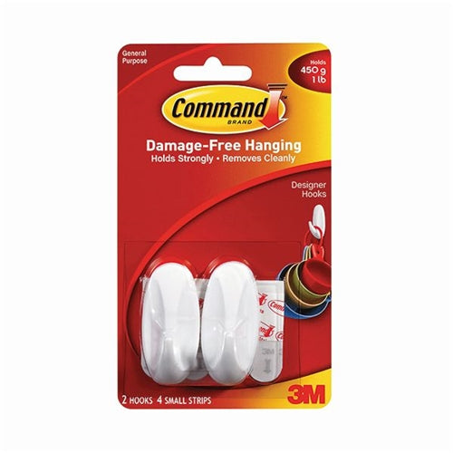 3M Command Small Oval Hooks With Command Adhesive Strips