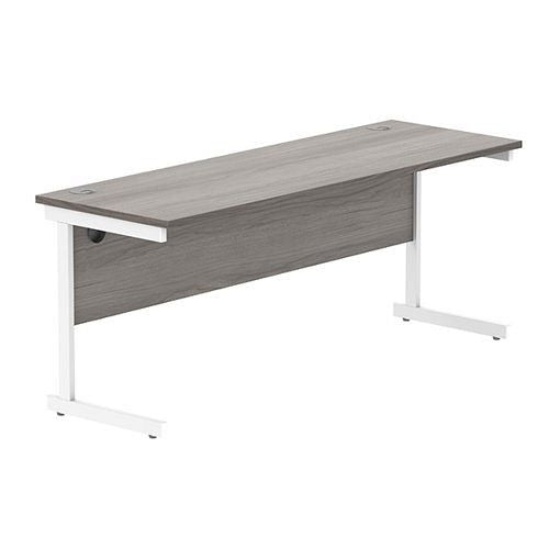 Astin Rectangular Single Upright Cantilever Desk 1800x600x730mm Grey OakWhite