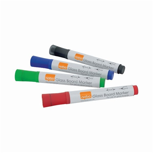 Nobo Glass Whiteboard Marker Assorted (Pack of 4)