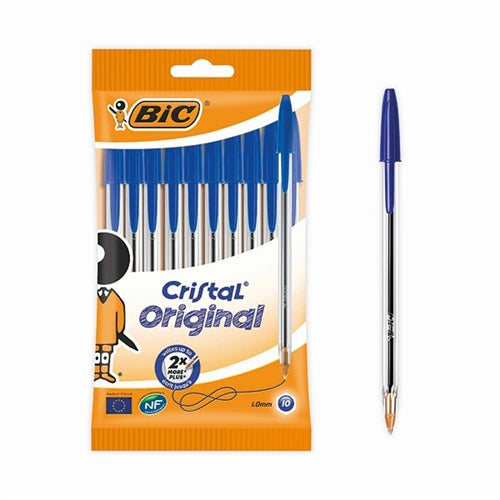 Bic Cristal Ballpoint Pen Medium Blue (Pack of 10)