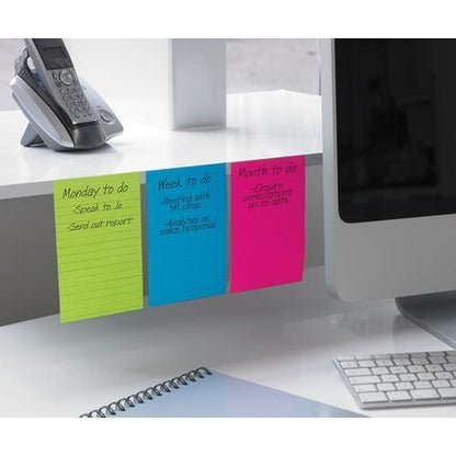 Post-it Notes Super Sticky 101x152mm Lined Ultra (Pack of 3)