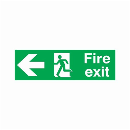 Safety Sign Fire Exit Running Man Arrow Left 150x450mm PVC