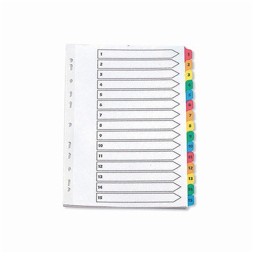 Q-Connect 1-15 Index Multi-punched Reinforced Board Multi-Colour Numbered Tabs A4 White