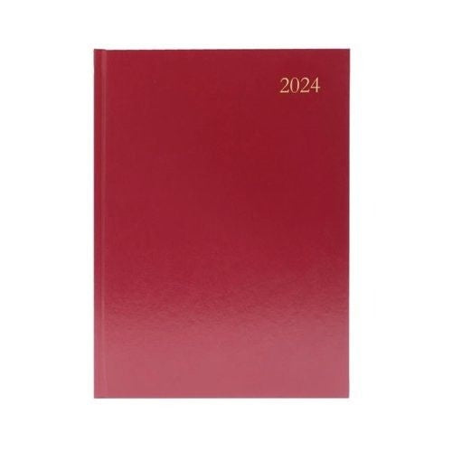 Desk Diary Day Per Page A5 Burgundy 2024