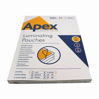 Fellowes Apex A4 Light Laminating Pouches Clear (Pack of 100)