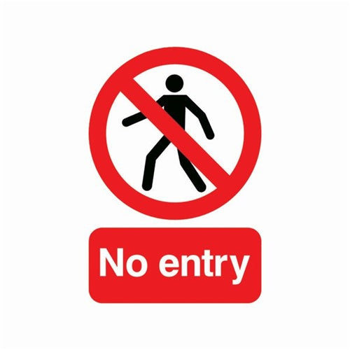 Warning Sign No Entry Self-Adhesive A5