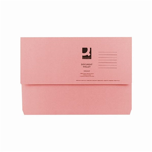 Q-Connect Document Wallet Foolscap Pink (Pack of 50)