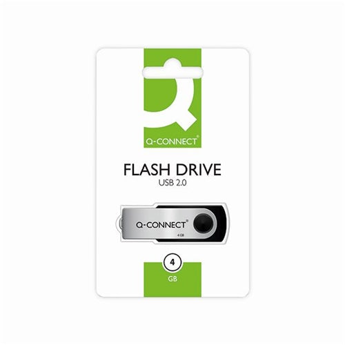 Q-Connect USB 2.0 Swivel 4GB Flash Drive SilverBlack