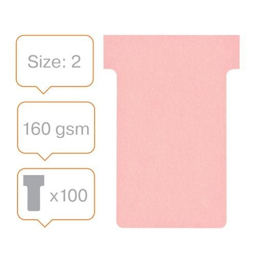 Nobo T-Card Size 2 48 x 85mm Pink (Pack of 100)