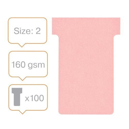 Nobo T-Card Size 2 48 x 85mm Pink (Pack of 100)