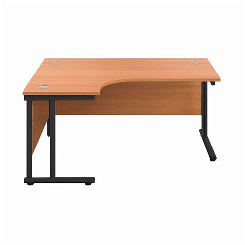 Jemini Radial Left Hand Double Upright Cantilever Desk 1600x1200x730mm BeechBlack