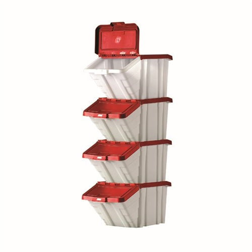 Barton Multifunctional Storage Bins Red Lids (Pack of 4)