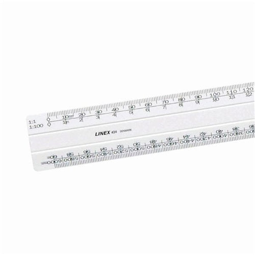 White 30cm Linex Flat Scale Ruler 1:1-500 (Comes with colour coded inserts for ease of use)