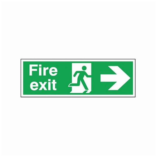 Safety Sign Fire Exit Running Man Arrow Right 150x450mm Self-Adhesive