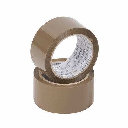 Q-Connect Polypropylene Packaging Tape 50mmx66m Brown (Pack of 6)