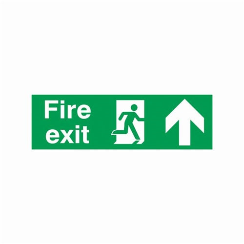 Safety Sign Fire Exit Running Man Arrow Up 150x450mm PVC