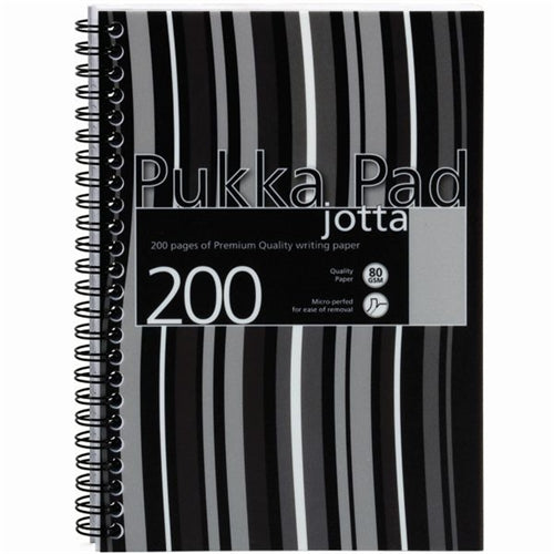 Pukka Pad Stripes Polypropylene Wirebound Jotta Notebook 200 Pages A5 Black (Pack of 3)