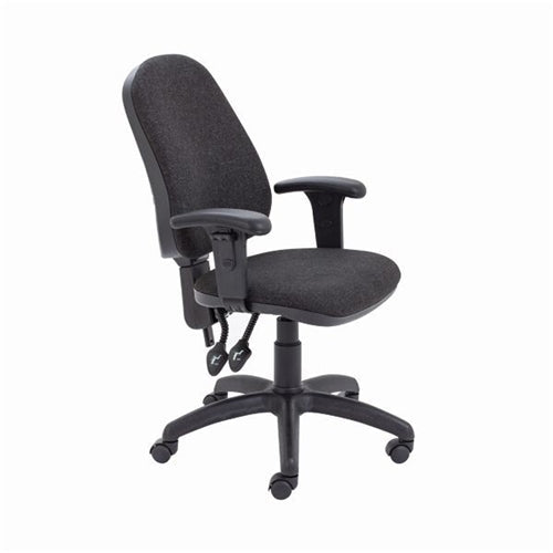 First High Back Operators Chair with T-Adjustable Arms 640x640x985-1175mm Charcoal