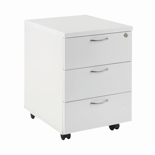 First Mobile 3 Drawer Under Desk Pedestal 404x500x595mm White