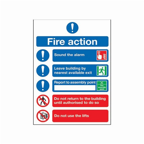 Safety Sign Fire Action Symbol A5