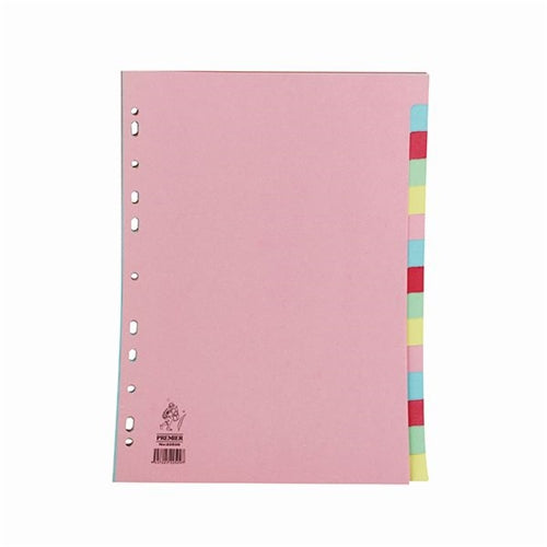 A4 Manilla Divider 15-Part Pink with Assorted Tabs