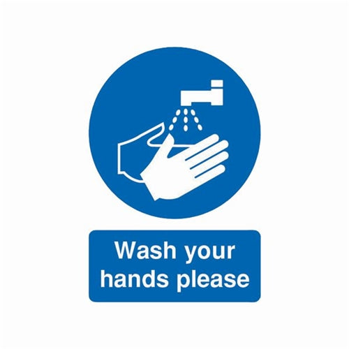 Safety Sign Wash Your Hands Please A5 Self-Adhesive