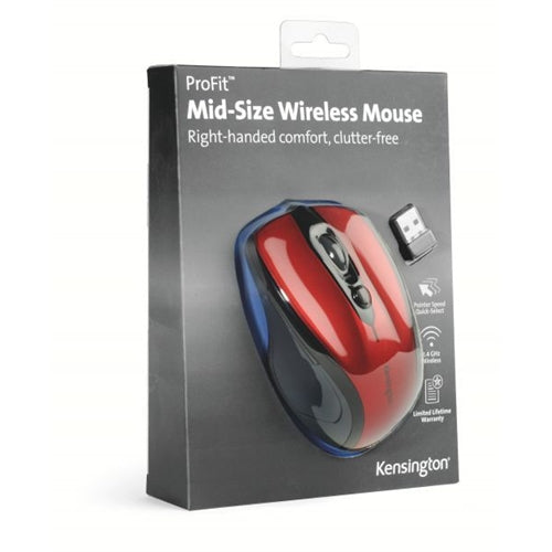 Kensington Pro Fit USB Wireless Mouse Mid-Size Red