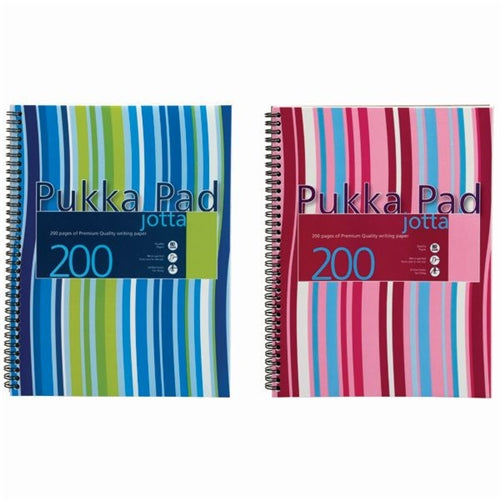 Pukka Pad Stripes Polypropylene Wirebound Jotta Notebook 200 Pages A4 BluePink (Pack of 3)