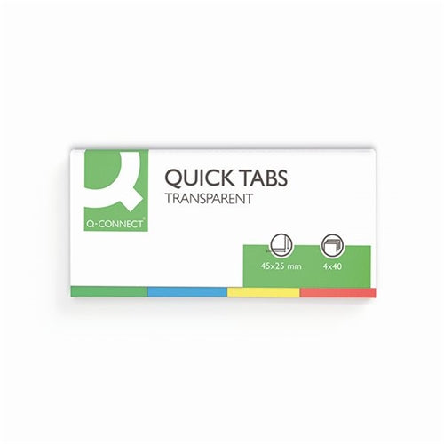 Q-Connect Quick Tabs 25x45mm 40 Tabs 4 Pads ClearAssorted (Pack of 160)