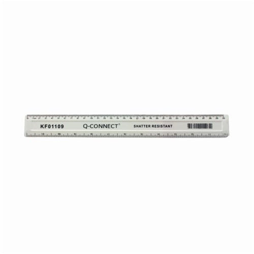 Q-Connect Shatter Resistant Ruler 30cm White (Pack of 10)