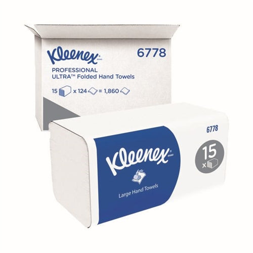 Kleenex Ultra Hand Towel V-Fold 2-Ply 124 Sheets (Pack of 15)