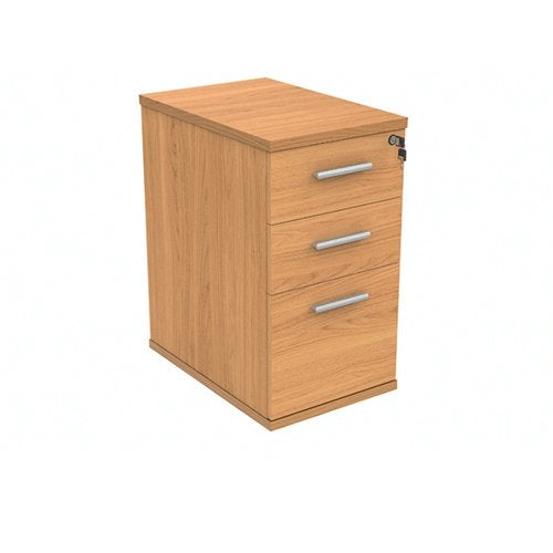 Polaris 3 Drawer Desk High Pedestal 404x600x730mm Norwegian Beech