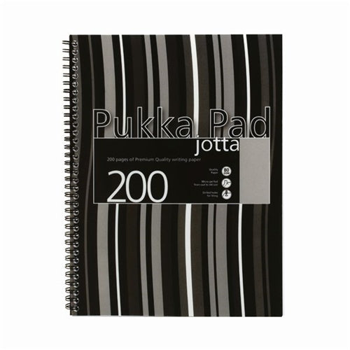 Pukka Pad Stripes Polypropylene Wirebound Jotta Notebook 200 Pages A4 Black (Pack of 3)