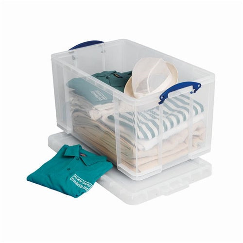 Really Useful 84L Plastic Storage Box W710xD440xH380mm Clear